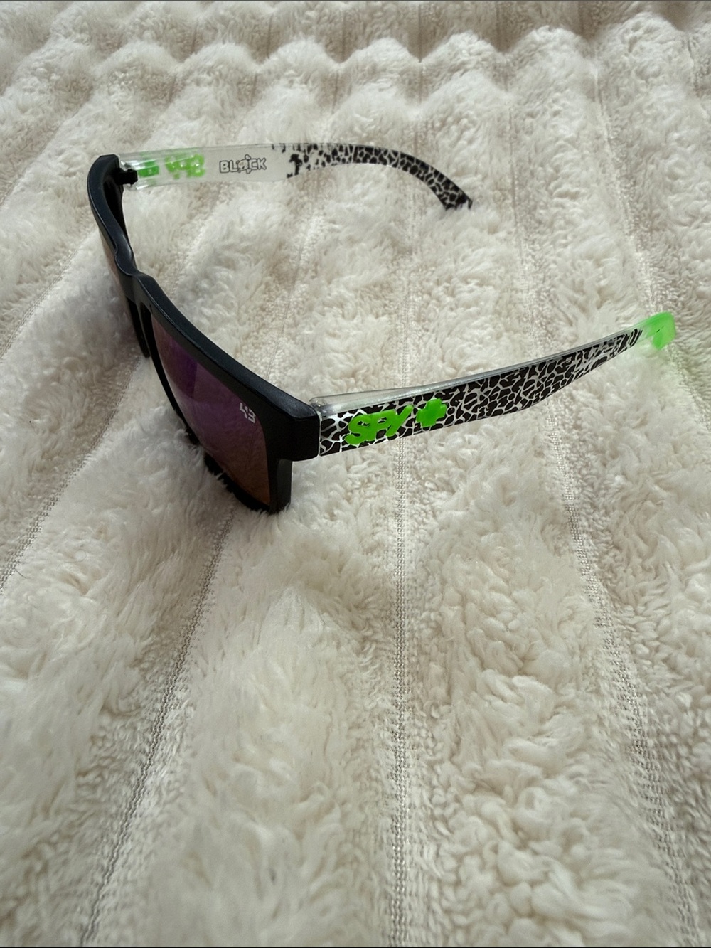 Black Frame Sunglasses with Neon Green Accents